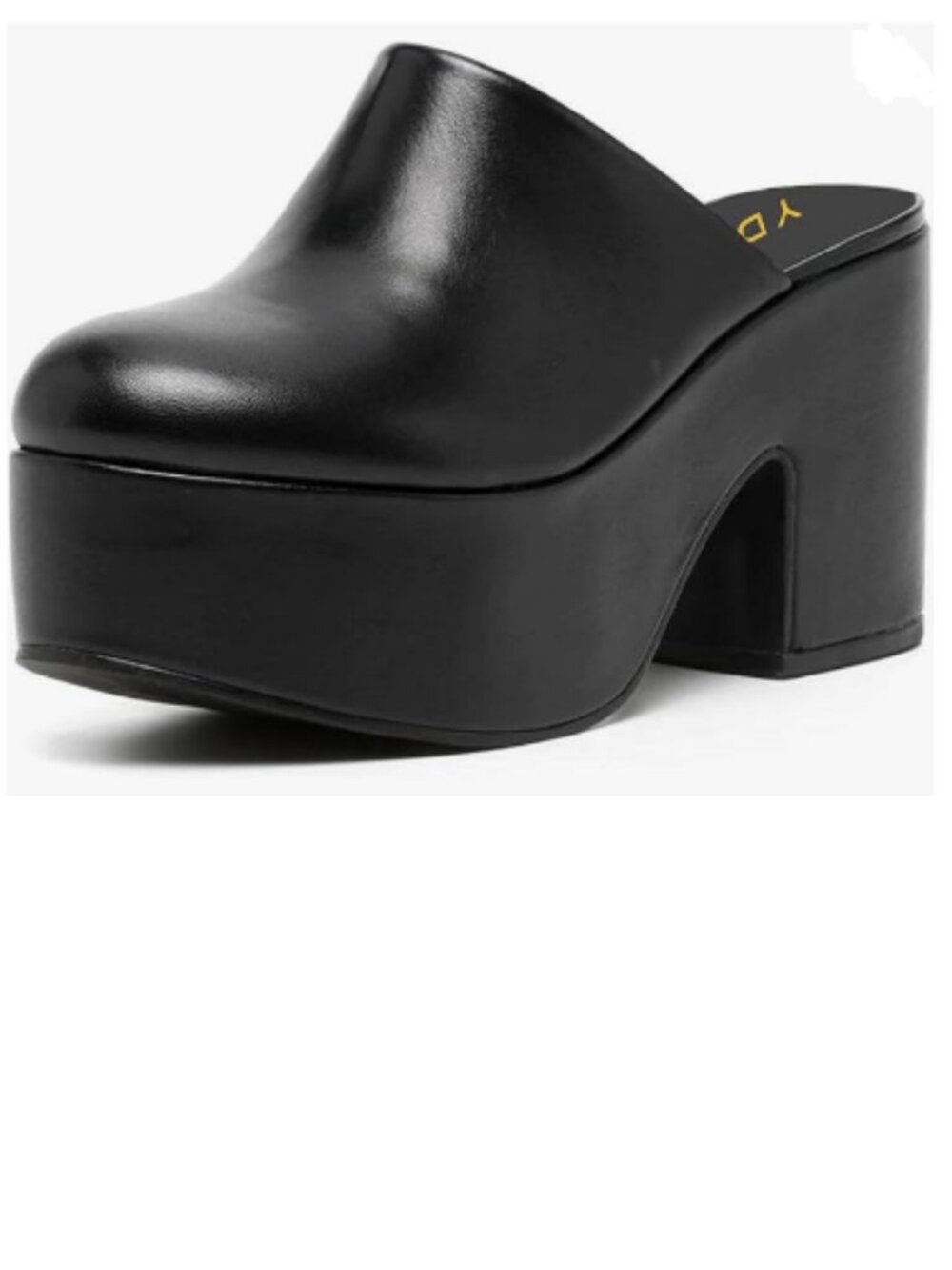 YDN Black Block Heel Mules Cozy Platform Chunky Sandals Closed Toe Slip On Clogs